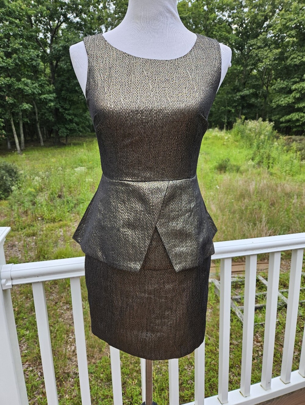 ARC & Co Small Metallic Gold Peplum Sheath Dress - Women